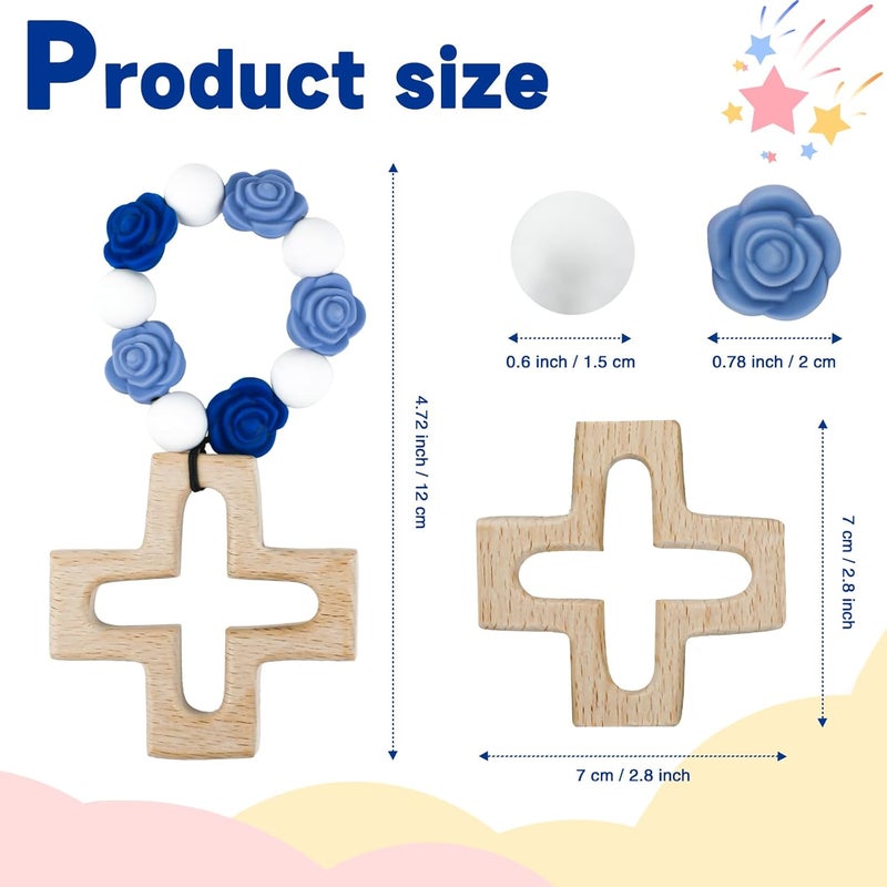 Sumalon Cross Baptism Silicone Rosary, First Communion Rosary Collection Shower Christian Communion Gifts - Image 2